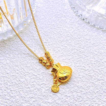 Retro three-dimensional gourd pendant necklace 2025081314