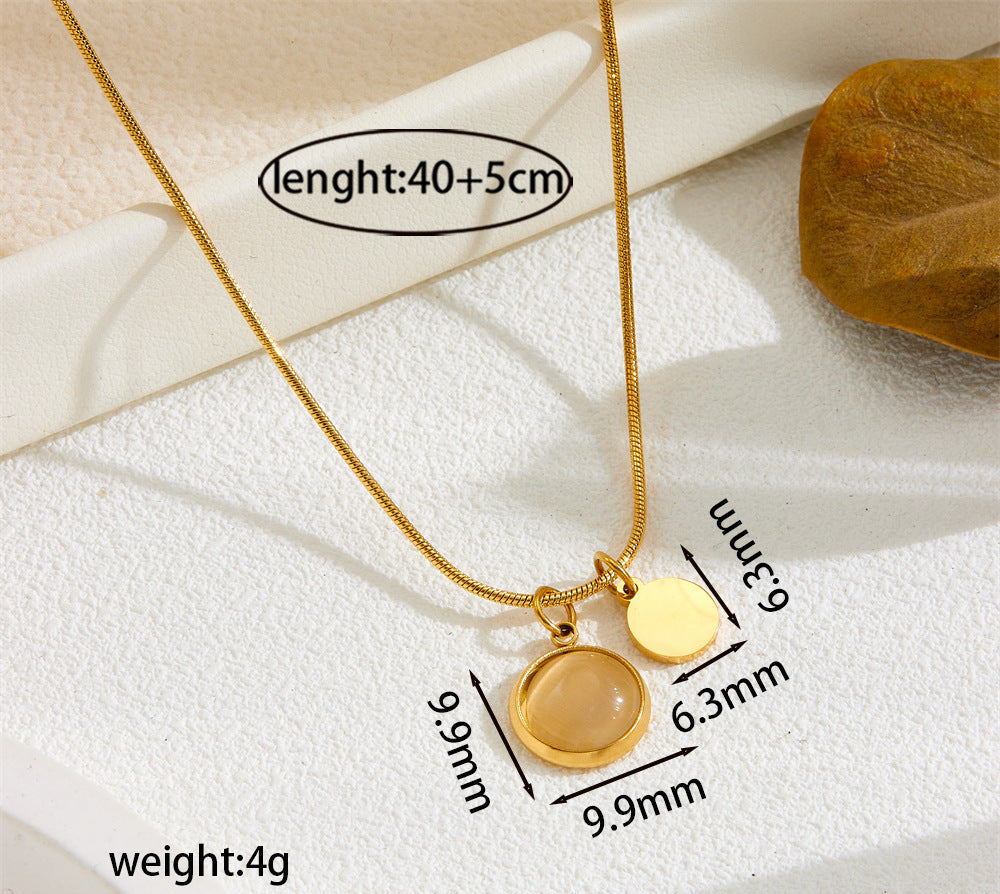 Titanium steel colorless necklace 2025081301