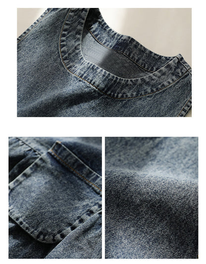 Round Neck Casual Loose Denim Dress