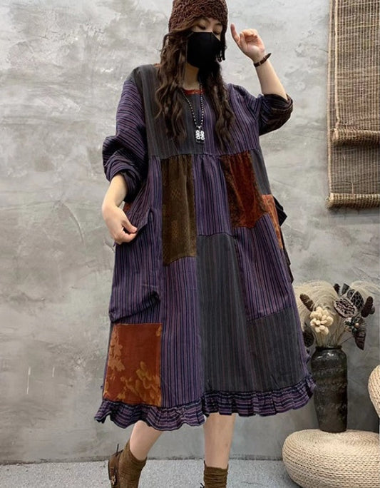 Round Neck Pullover Long Sleeve Loose Dress