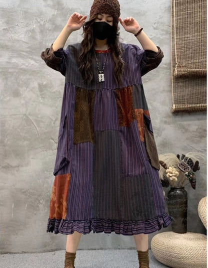 Round Neck Pullover Long Sleeve Loose Dress