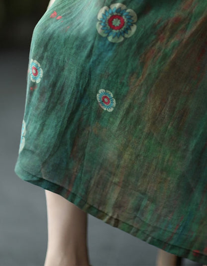 Summer Comfortable Floral Linen Skirt