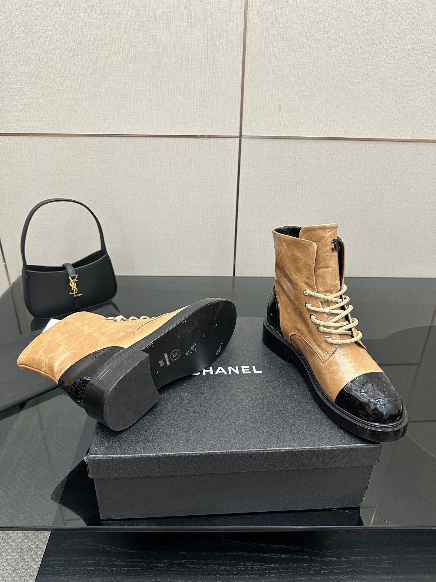 CNL25ss new fashionable color-blocked chunk-heeled ankle boots 0725090808