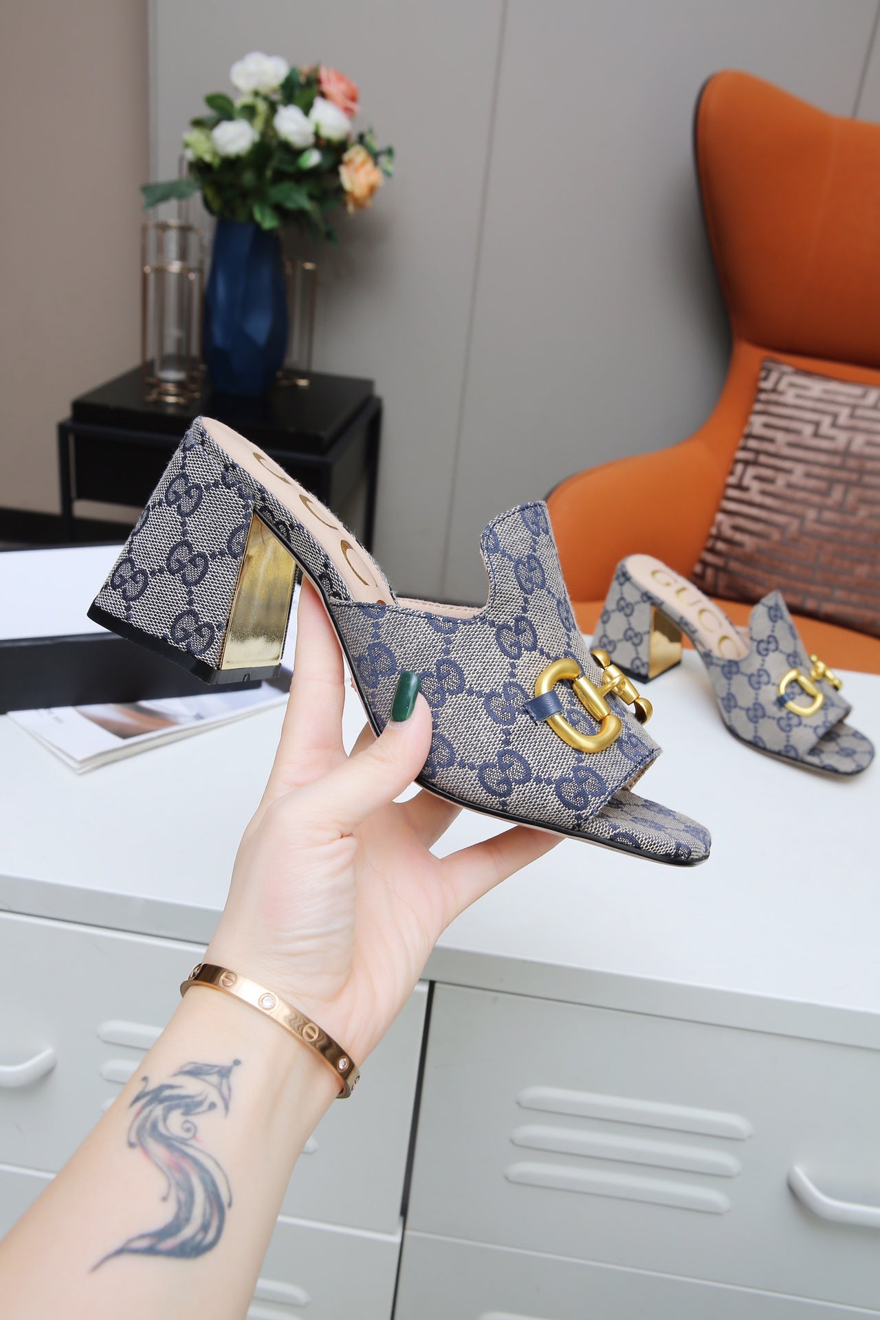 GG Fashion printed thick-soled and chunk-heeled sandals 0725091506