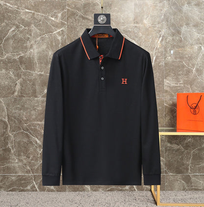 HMS fashion men's stand collar polo long sleeve 0725092903