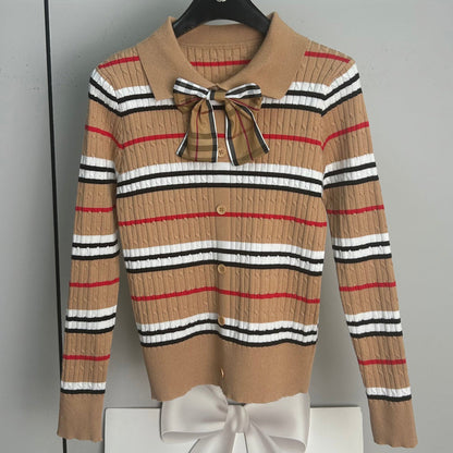 New Fashionable Plaid Knit Polo Shirt 1025092211