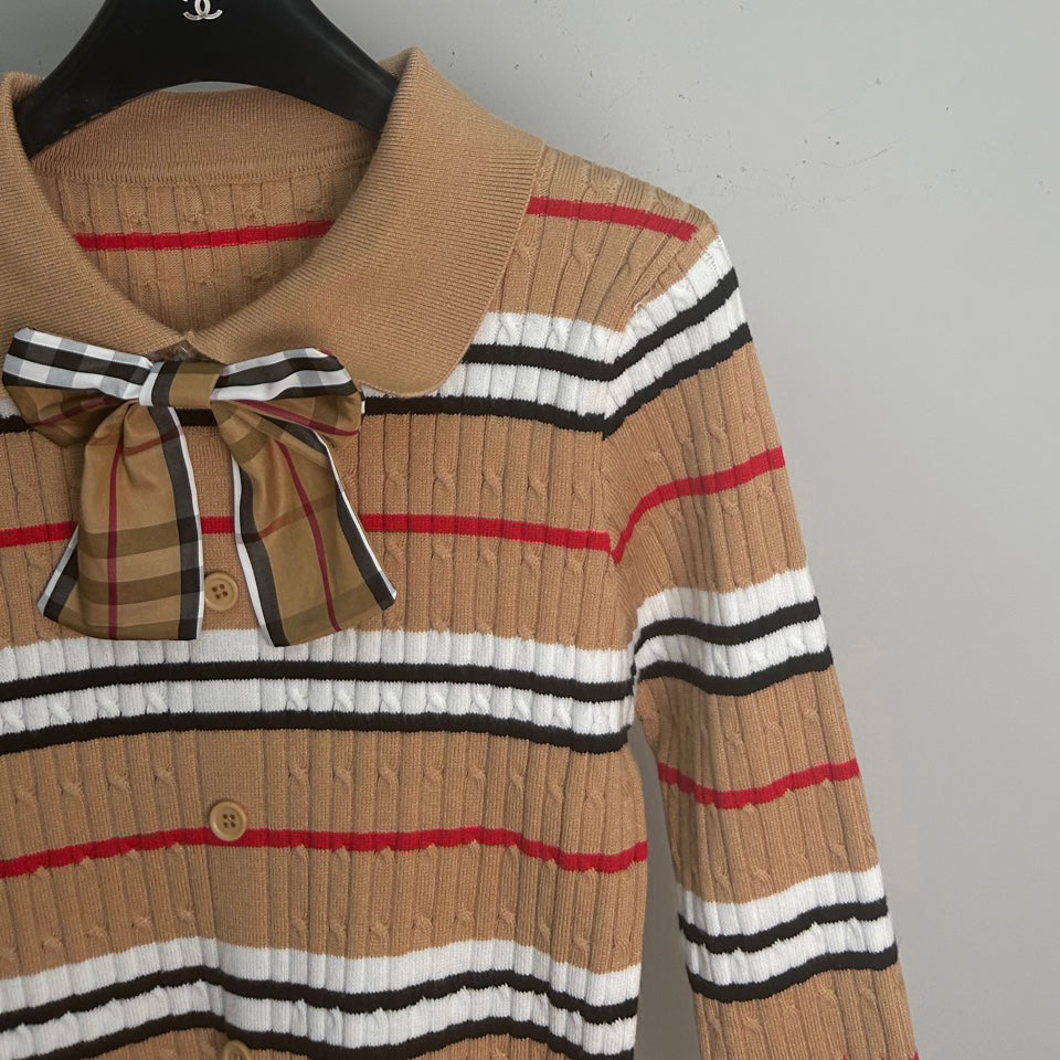 New Fashionable Plaid Knit Polo Shirt 1025092211