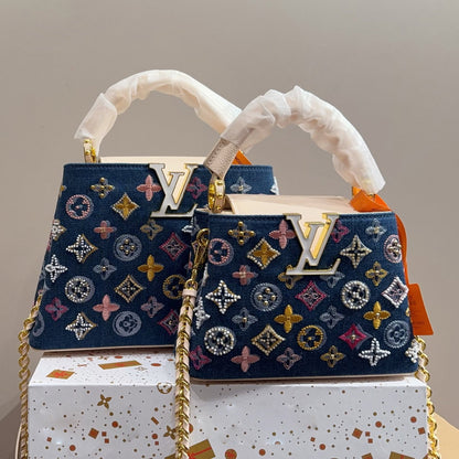 Denim Embroidered Tote Bag 1025092306