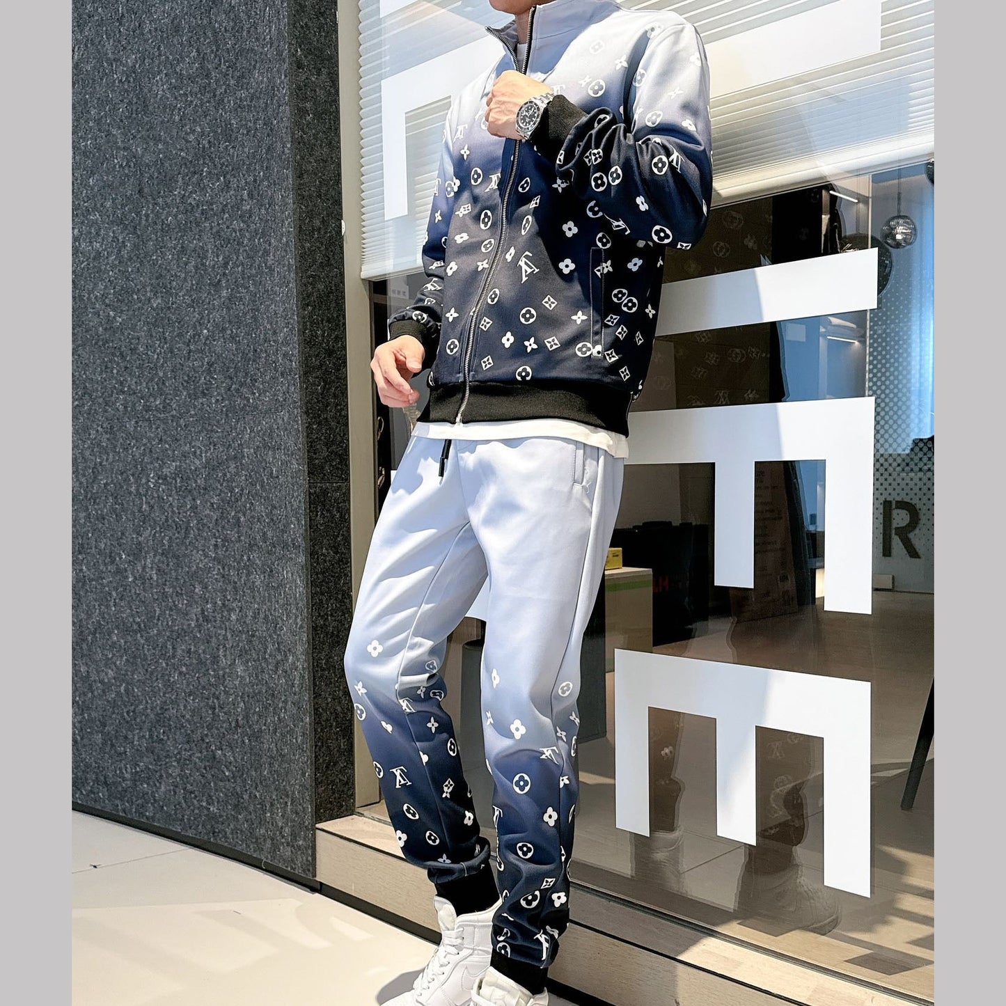 Fashionable Zipper Cardigan Set 1025092408